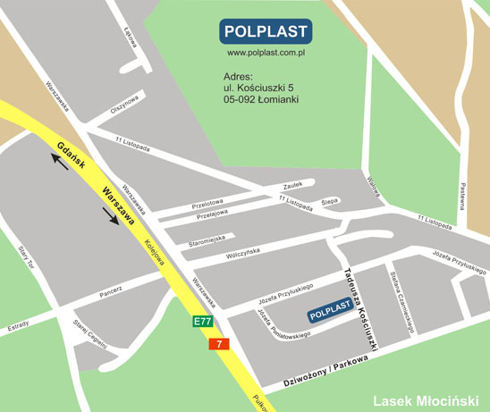 Mapa dojazdu do Polplastu